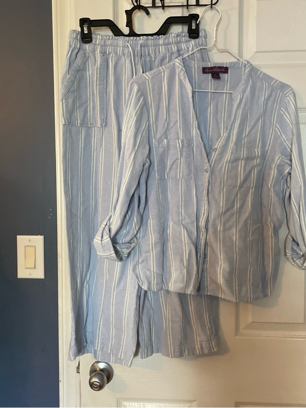 Cozy Light Blue & White Striped set
